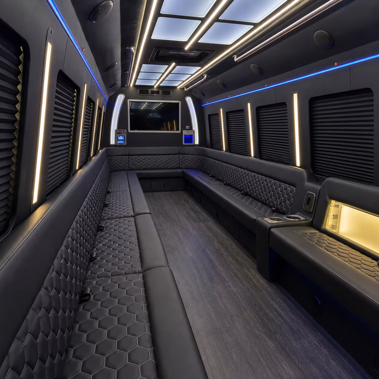 galveston party bus rental interior